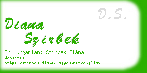 diana szirbek business card